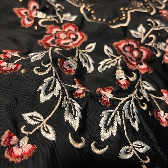 Embroidered Lace up High Cut Swim - Picture 2 of 4